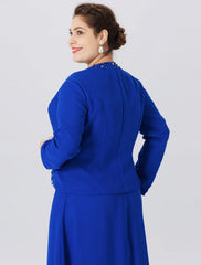 Aimishang A-Line Mother of the Bride Dress Formal Classic & Timeless Elegant & Luxurious Plus Size Straps Floor Length Chiffon Lace Long Sleeve Wrap Included with Pearls Crystals