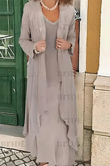 Three Pieces Mother of the Bride Dresses Plus Size Chiffon Mother of the Bride Outfits