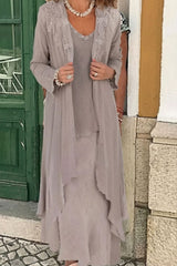 Three Pieces Mother of the Bride Dresses Plus Size Chiffon Mother of the Bride Outfits