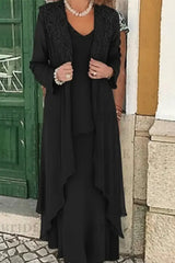 Three Pieces Mother of the Bride Dresses Plus Size Chiffon Mother of the Bride Outfits