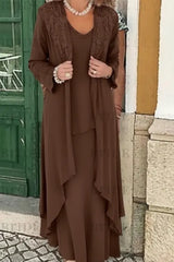 Three Pieces Mother of the Bride Dresses Plus Size Chiffon Mother of the Bride Outfits