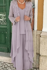 Three Pieces Mother of the Bride Dresses Plus Size Chiffon Mother of the Bride Outfits