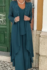 Three Pieces Mother of the Bride Dresses Plus Size Chiffon Mother of the Bride Outfits