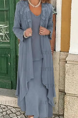 Three Pieces Mother of the Bride Dresses Plus Size Chiffon Mother of the Bride Outfits