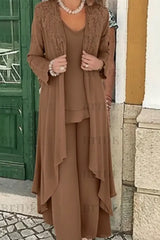 Three Pieces Mother of the Bride Dresses Plus Size Chiffon Mother of the Bride Outfits