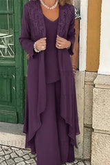 Three Pieces Mother of the Bride Dresses Plus Size Chiffon Mother of the Bride Outfits