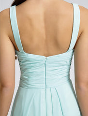 Sheath / Column Bridesmaid Dress Sweetheart Sleeveless Open Back Ankle Length Georgette with Criss Cross
