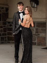 Tove | Orange One Sholder Sequins Mermaid Prom Dresses with Slit