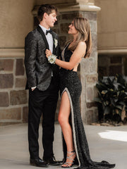 Tove | Orange One Sholder Sequins Mermaid Prom Dresses with Slit