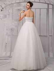 Exclusive Tull Lace Off-The-Shoulder Ball Gown Wedding Dress With Wrap