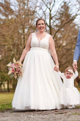 Tulle Aline Wedding Dress Plus Size Bridal Dress Lace Appliques
