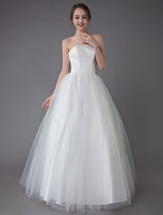 Tulle Wedding Dress Ivory Strapless Sleeveless Princess Dress Ball Gown Floor Length Bridal Dress Exclusive