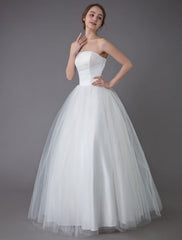 Tulle Wedding Dress Ivory Strapless Sleeveless Princess Dress Ball Gown Floor Length Bridal Dress Exclusive