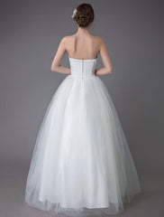 Tulle Wedding Dress Ivory Strapless Sleeveless Princess Dress Ball Gown Floor Length Bridal Dress Exclusive