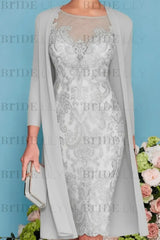 Two Piece Mermaid Mother of the Bride Dress Chiffon 3/4 Sleeves Wedding Guest Outfits