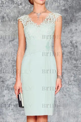Two Piece Ruffle Chiffon Mother of the Bride Outfit Lace Short Wedding Guest Dress