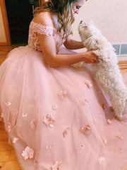 Two-piece V Neck 3D Flowers Appliqued Bridal Dresses Wedding Gowns Wedding Dresses