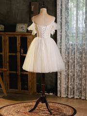 Light Champagne Spaghetti Strap Tulle Party Dress, Beautiful A-Line Evening Prom Dress