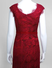 Mermaid / Trumpet Mother of the Bride Dress Jewel Neck Ankle Length Lace Tulle Sleeveless No with Lace Crystals