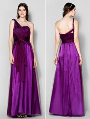 DingjiA-Line Bridesmaid Dress Straps Sleeveless Convertible Dress Floor Length Tulle with Ruched / Side Draping