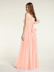 Strapless Sweetheart Neck Tulle Dresses with Bow-Coral