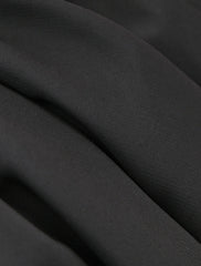 A-Line Evening Gown Empire Black Dress Plus Size Holiday Wedding Guest Floor Length Long Sleeve V Neck Chiffon V Back with Slit Pure Color