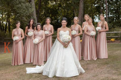 Unique Emerald Floor length Sleeveless Bridesmaid Dresses Long Prom Gowns
