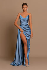 Unique Style Amazing Blue Mermaid Strapless Prom Dress for Parties