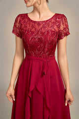 Sparkly Asymmetrical Sequin Mother of Bride Dress with Appliques