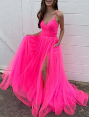 A-Line Prom Dresses Sexy Dress Wedding Party Birthday Court Train Sleeveless Spaghetti Strap Organza with Slit