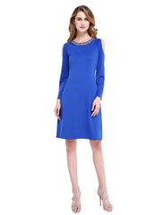 Aimishang Sheath / Column Mother of the Bride Dress Elegant Jewel Neck Knee Length Jersey Long Sleeve No with Beading