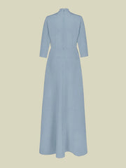 A-Line Mother of the Bride Dress Elegant V Neck Floor Length Charmeuse 3/4 Length Sleeve
