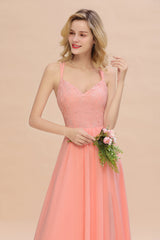 Modest Chiffon Bridesmaid Dress Aline V-neck Front Spit Lace Wedding Guest Dress Long