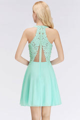 V-Neck Knee Length Floral Lace Birdesmaid Dresses