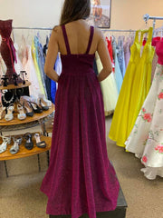 V Neck Open Back Purple Long Prom Dresses, V Neck Purple Formal Dresses, Purple Evening Dresses