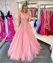 V-neck Orange Tulle Long Prom Dresses 2024 Backless Elegant Gowns FD2940b