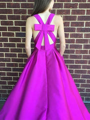 V-Neck Sleeveless Sweep/Brush A-line Train With Ruffles Satin Dresses