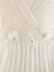 V-Neck Wedding Dress With Lace In Floor Length Exclusive