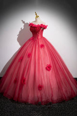 Dark Red Beading Prom Dress with Corset, Off the Shoulder Short Sleeve Floor-Length Party Dress