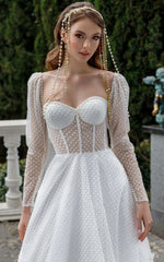 Vintage A-Line Sweetheart Tulle Wedding Dress with Sweep Train
