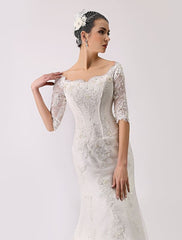 Vintage Inspired Off The Shoulder Mermaid Lace Wedding Gown Exclusive
