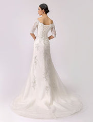 Vintage Inspired Off The Shoulder Mermaid Lace Wedding Gown Exclusive