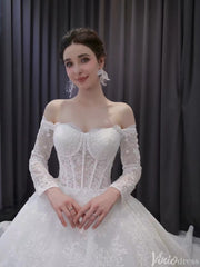 Vintage Lace Balll Gown Wedding Dresses Off the Shoulder Long Sleeves 231129