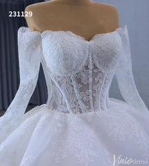 Vintage Lace Balll Gown Wedding Dresses Off the Shoulder Long Sleeves 231129