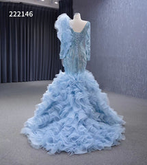 Vintage Mermaid Pageant Dress Long Sleeve Ruffled Wedding Dresses 222146