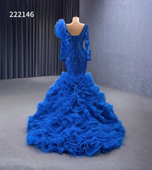 Vintage Mermaid Pageant Dress Long Sleeve Ruffled Wedding Dresses 222146