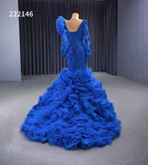 Vintage Mermaid Pageant Dress Long Sleeve Ruffled Wedding Dresses 222146