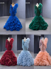Vintage Mermaid Pageant Dress Long Sleeve Ruffled Wedding Dresses 222146