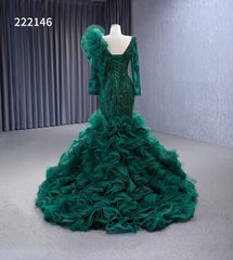 Vintage Mermaid Pageant Dress Long Sleeve Ruffled Wedding Dresses 222146