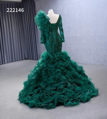 Vintage Mermaid Pageant Dress Long Sleeve Ruffled Wedding Dresses 222146